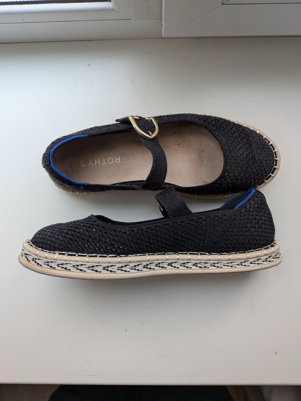 Rothy's Black Mary Jane Flats with Gold Buckle - Picture 4 of 6
